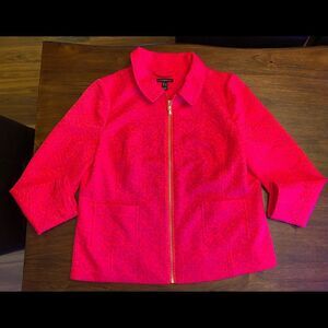 Isaac Mizrahi hot pink and red gold zipper thin jacket size large